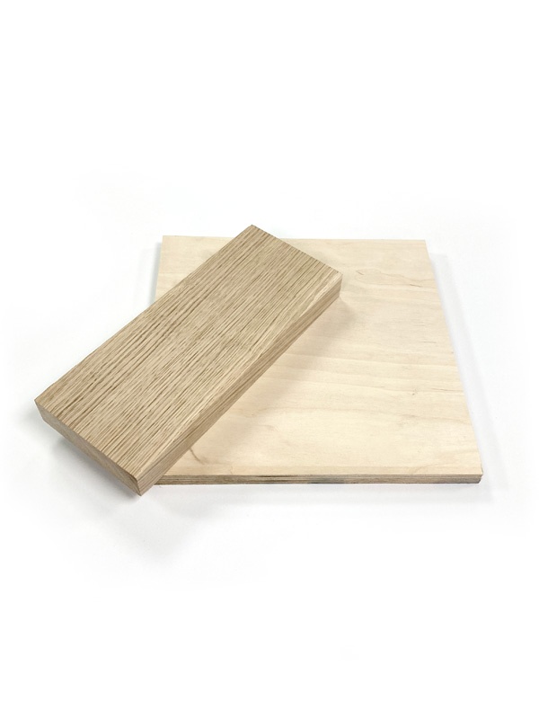 type_of_wood Image depicting 18mm Birch Ply and 25mm Premium Solid Oak